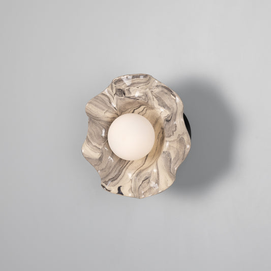 Rivale Wall Light with Wavy Ceramic Shade