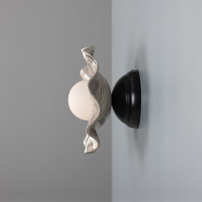 Rivale Wall Light with Wavy Ceramic Shade