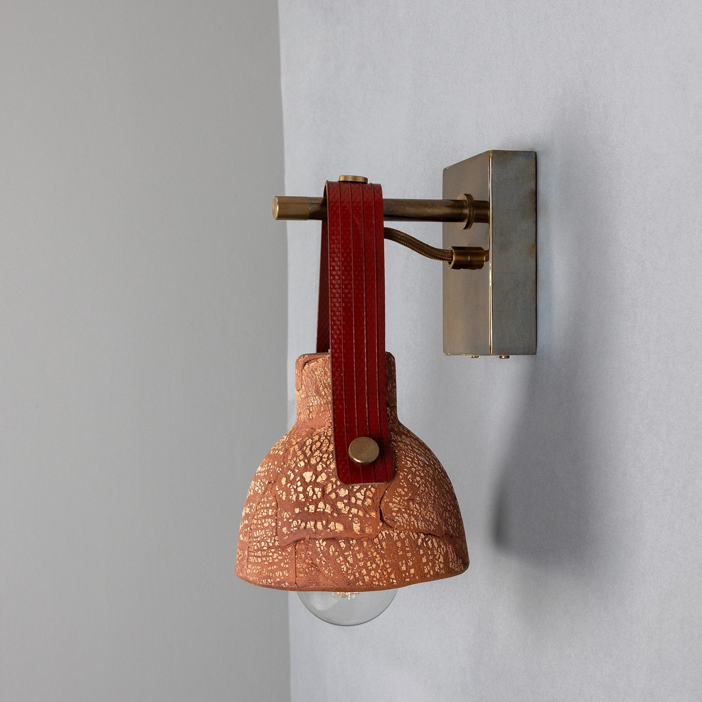 Nagi Organic Ceramic Wall Light with Rescued Fire-Hose Strap