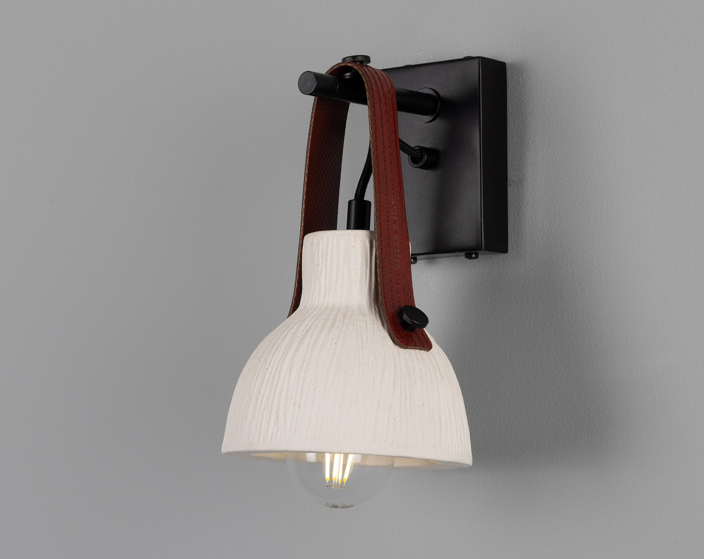 Nagi Organic Ceramic Wall Light with Rescued Fire-Hose Strap