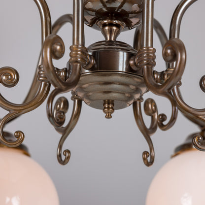 Kilturk Traditional Chandelier with Opal Glass Globes, Six-Light