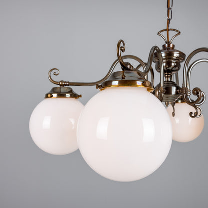 Kilturk Traditional Chandelier with Opal Glass Globes, Six-Light