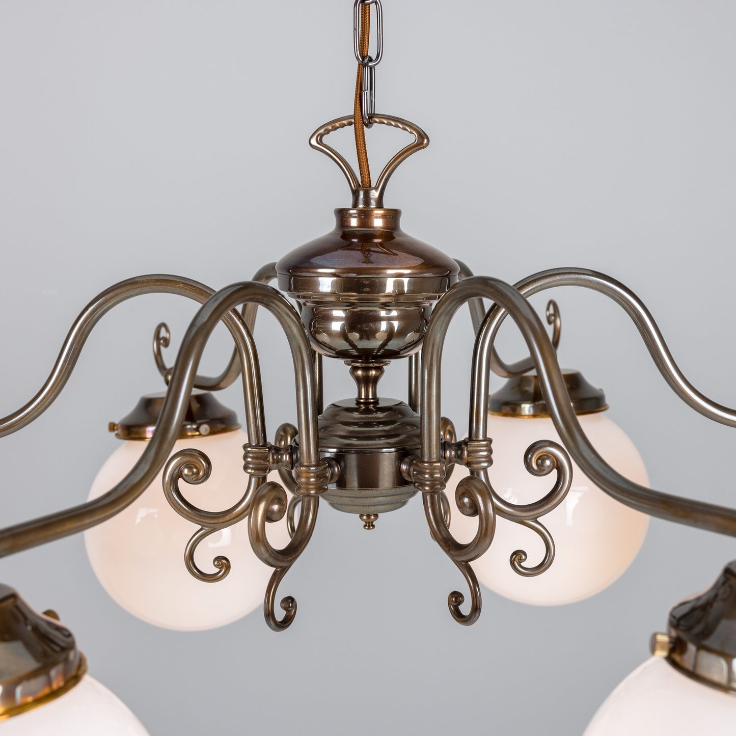 Kilturk Traditional Chandelier with Opal Glass Globes, Six-Light