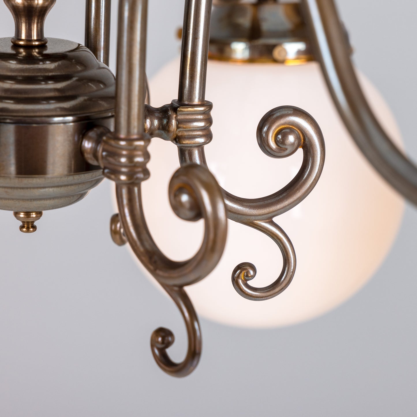 Kilturk Traditional Chandelier with Opal Glass Globes, Six-Light