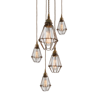 Praia Cage Pendant Cluster, Five Light