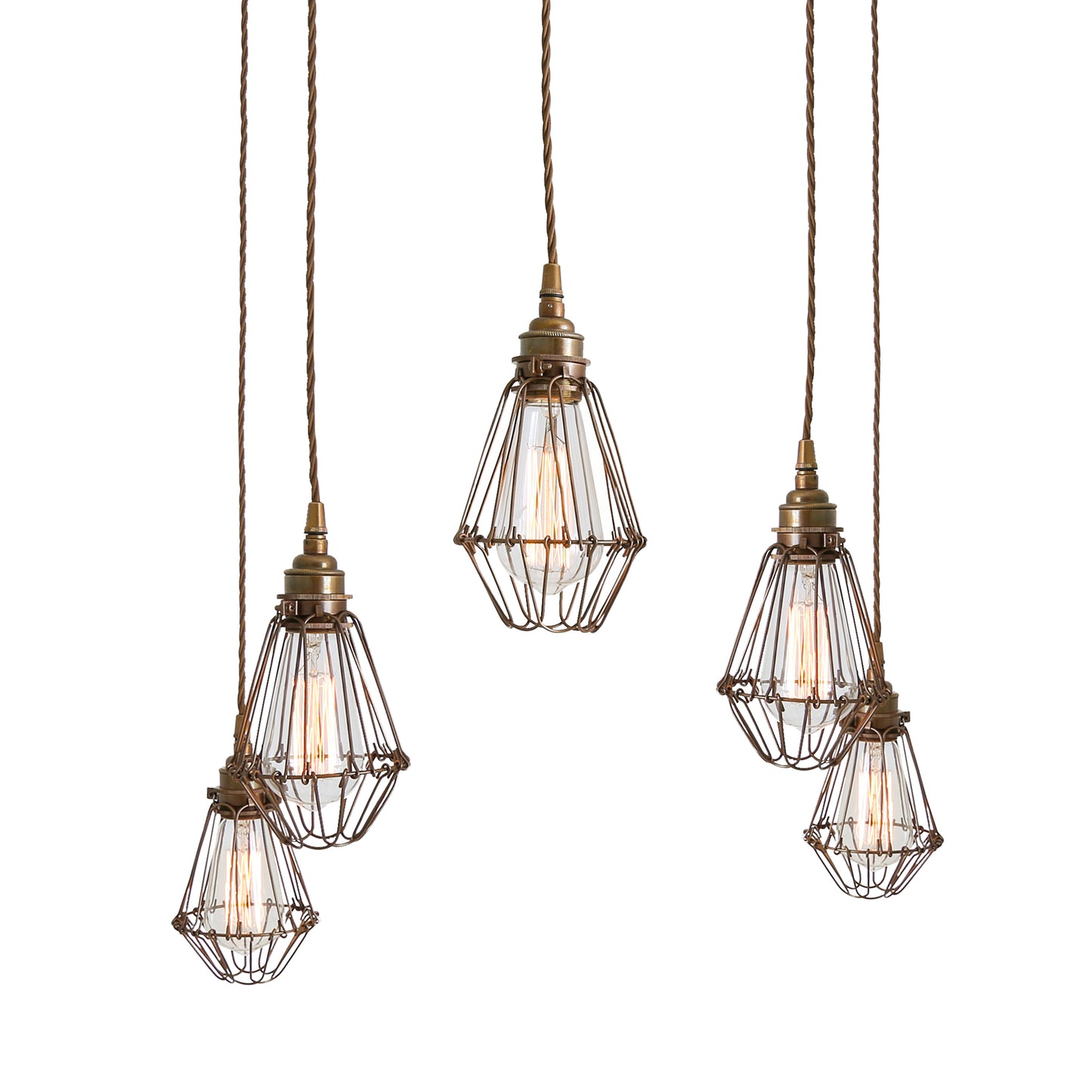 Praia Cage Pendant Cluster, Five Light