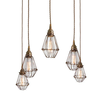 Praia Cage Pendant Cluster, Five Light