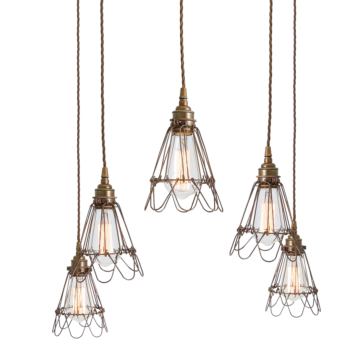 Praia Cage Pendant Cluster, Five Light