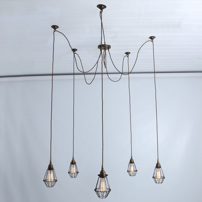 Praia Cage Pendant Cluster, Five Light