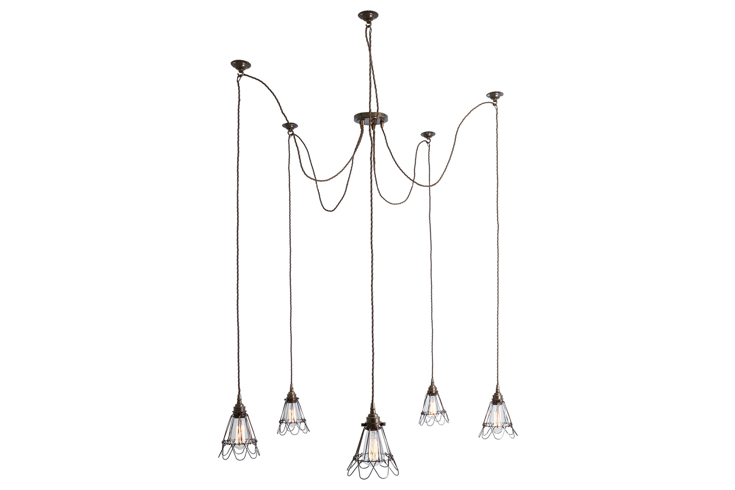 Praia Cage Pendant Cluster, Five Light