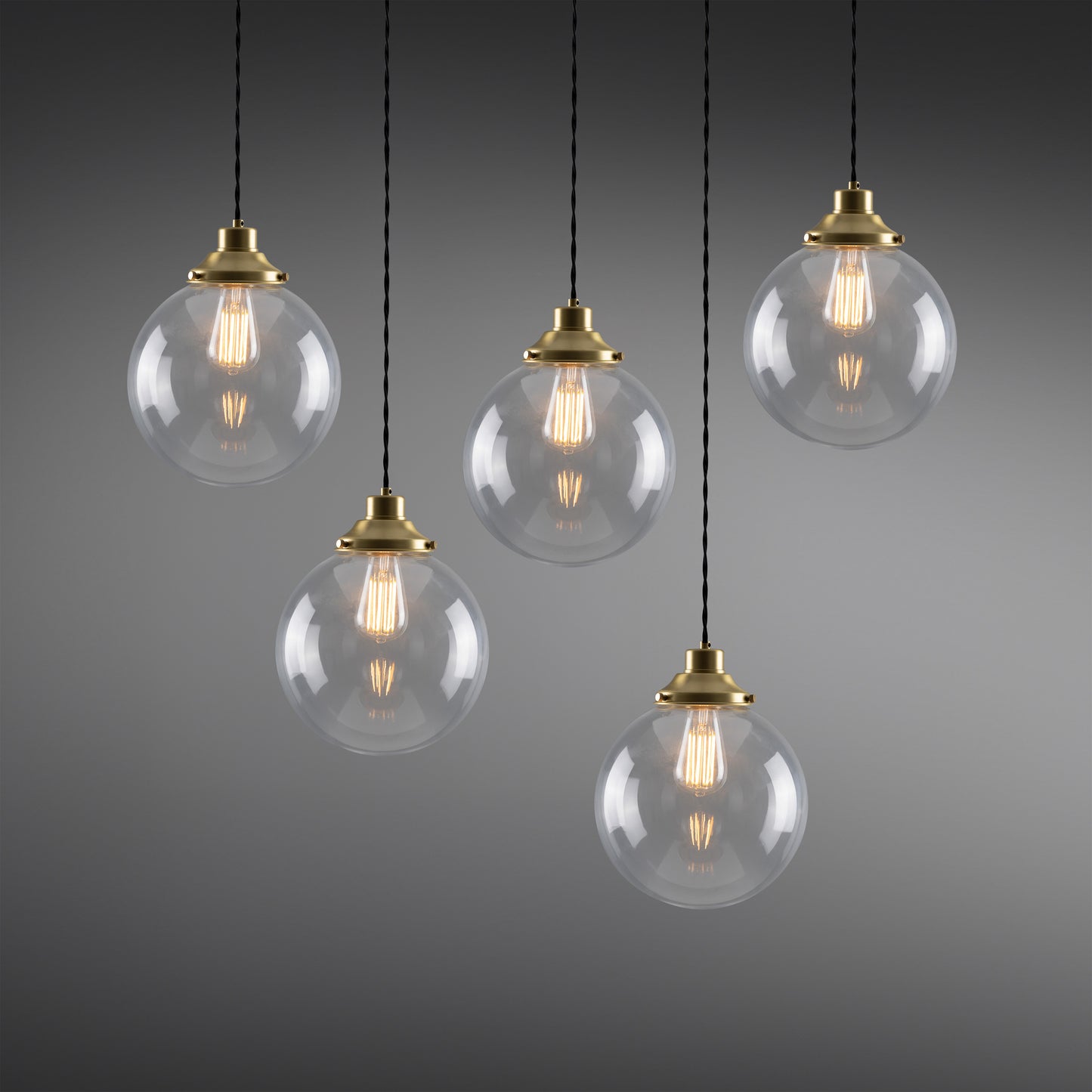 Riad Clear Globe Pendant Cluster, Five Light