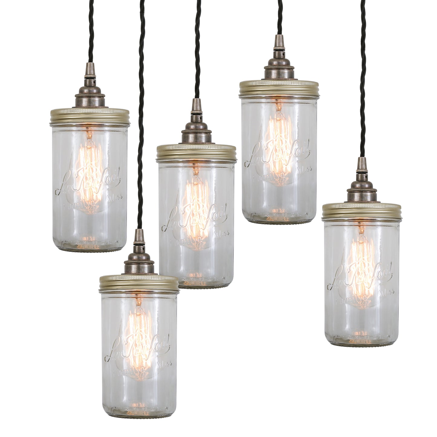 Jam Jar Pendant Cluster, Five Light