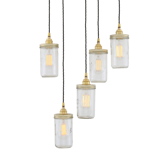 Jam Jar Pendant Cluster, Five Light