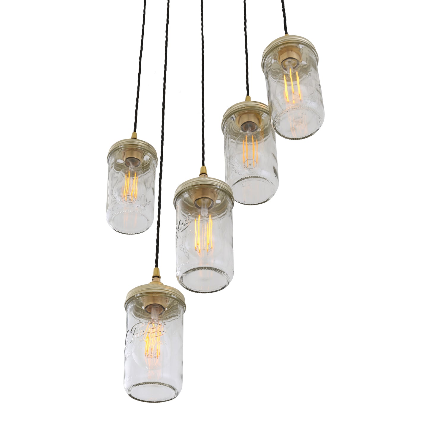 Jam Jar Pendant Cluster, Five Light