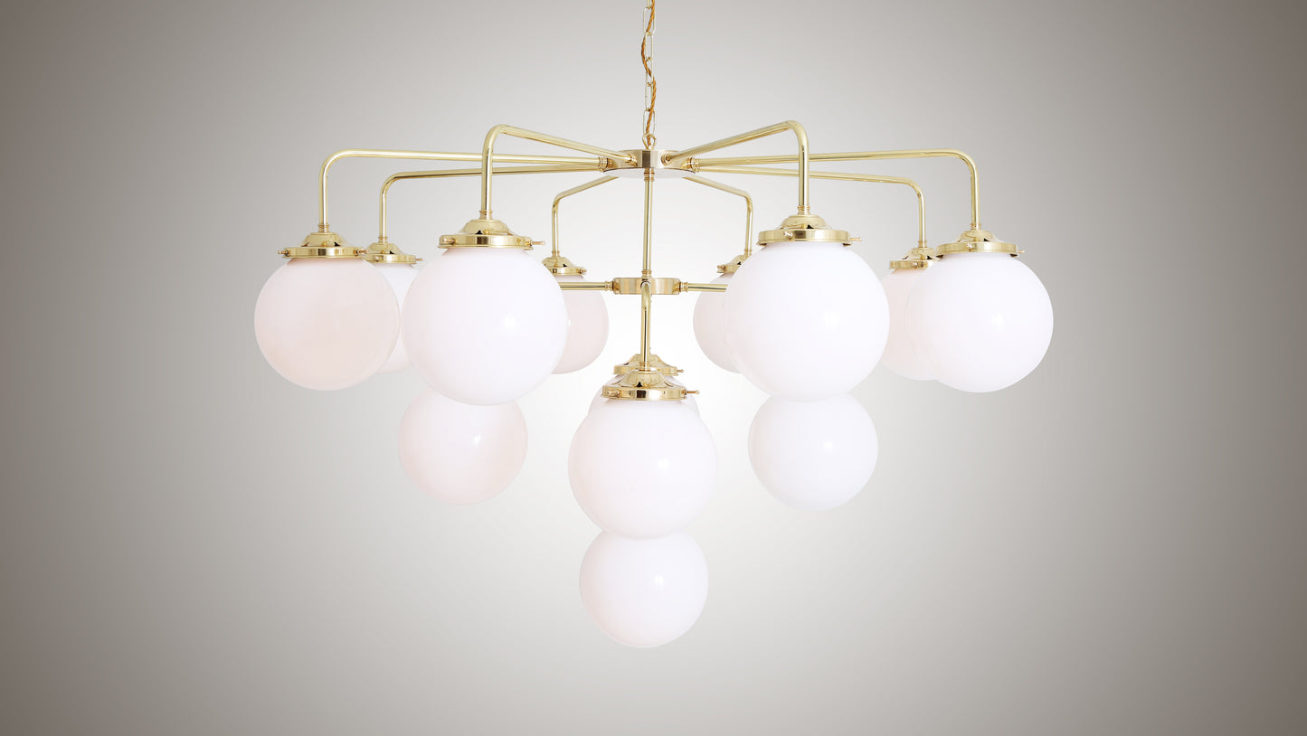 Rome Mid-Century Three-Tier Globe Chandelier, 13-Light