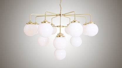 Rome Mid-Century Three-Tier Globe Chandelier, 13-Light