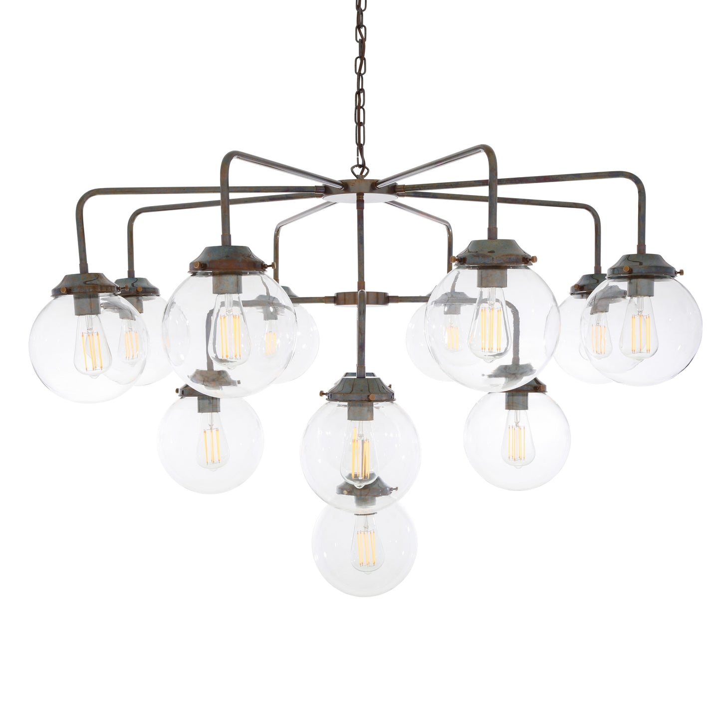 Rome Mid-Century Three-Tier Globe Chandelier, 13-Light