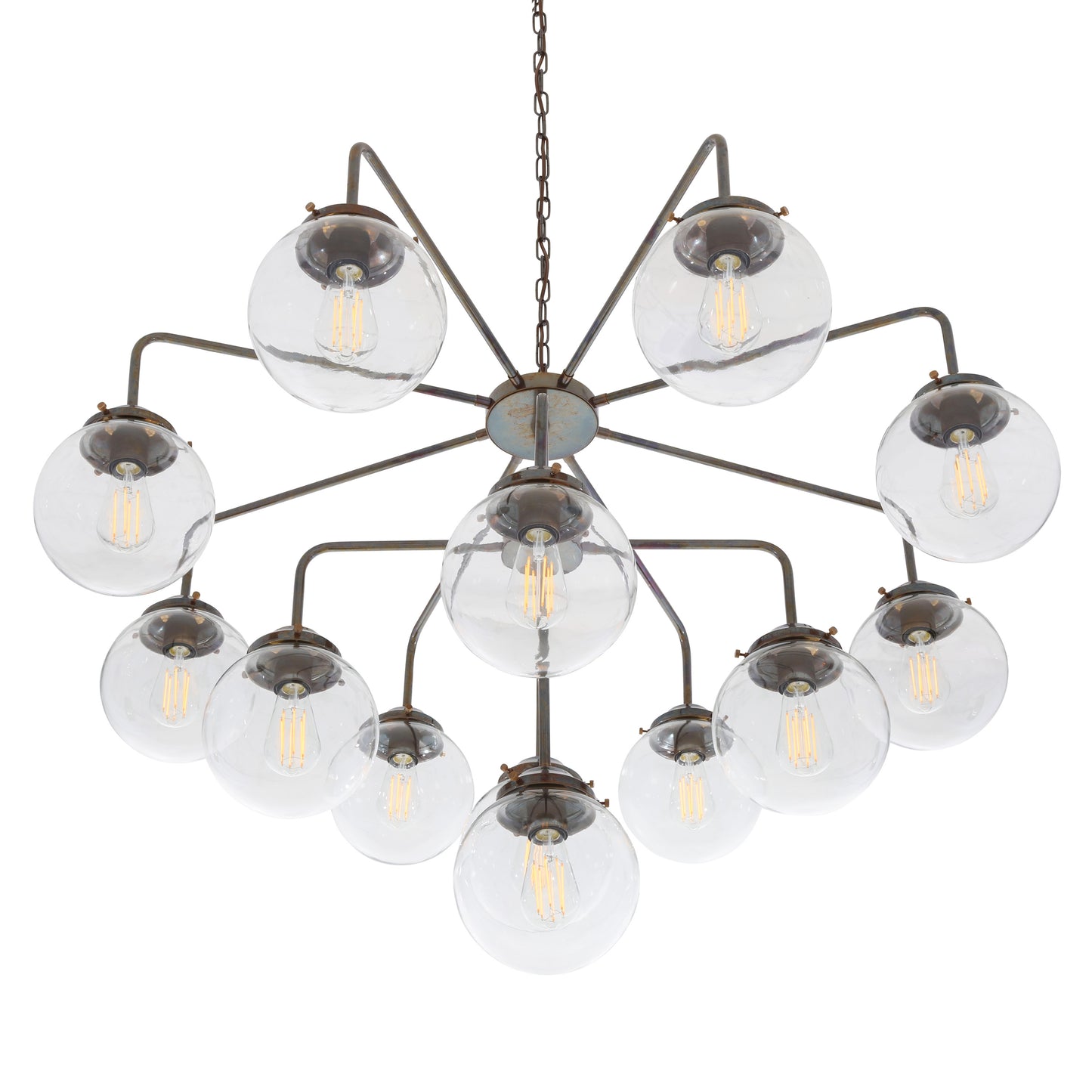 Rome Mid-Century Three-Tier Globe Chandelier, 13-Light