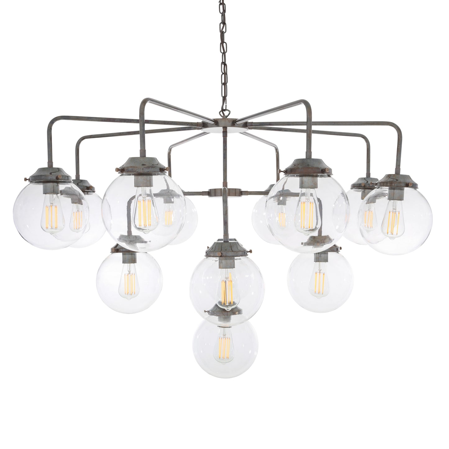 Rome Mid-Century Three-Tier Globe Chandelier, 13-Light