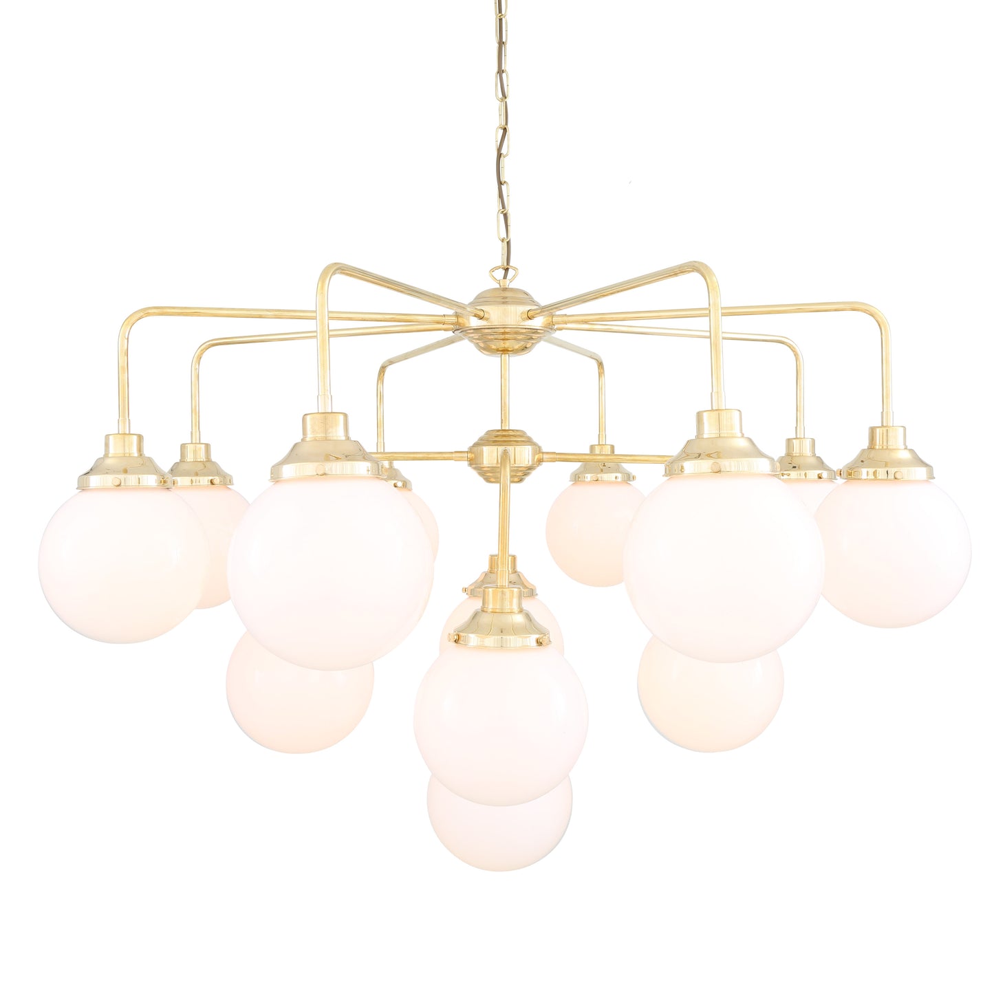 Rome Mid-Century Three-Tier Globe Chandelier, 13-Light