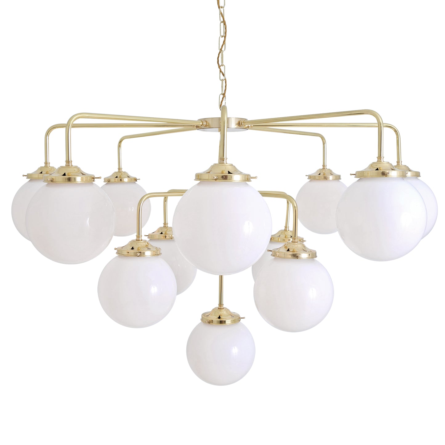 Rome Mid-Century Three-Tier Globe Chandelier, 13-Light