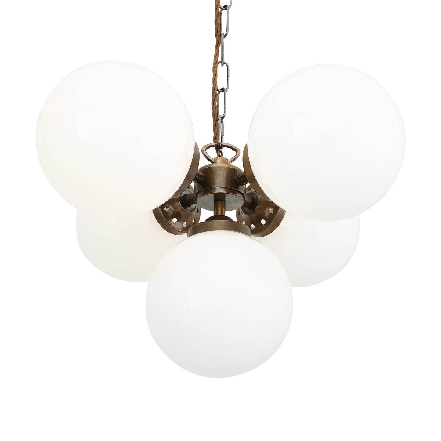 Yaounde Small Opal Globe Chandelier, Five Light