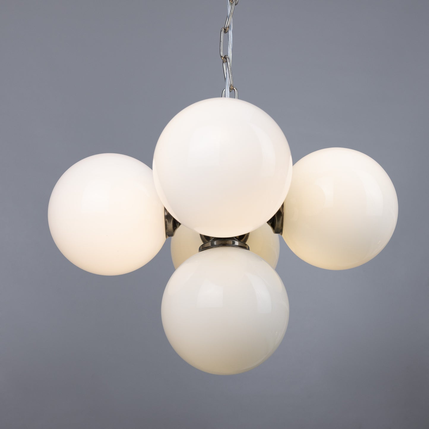 Yaounde Small Opal Globe Chandelier, Five Light