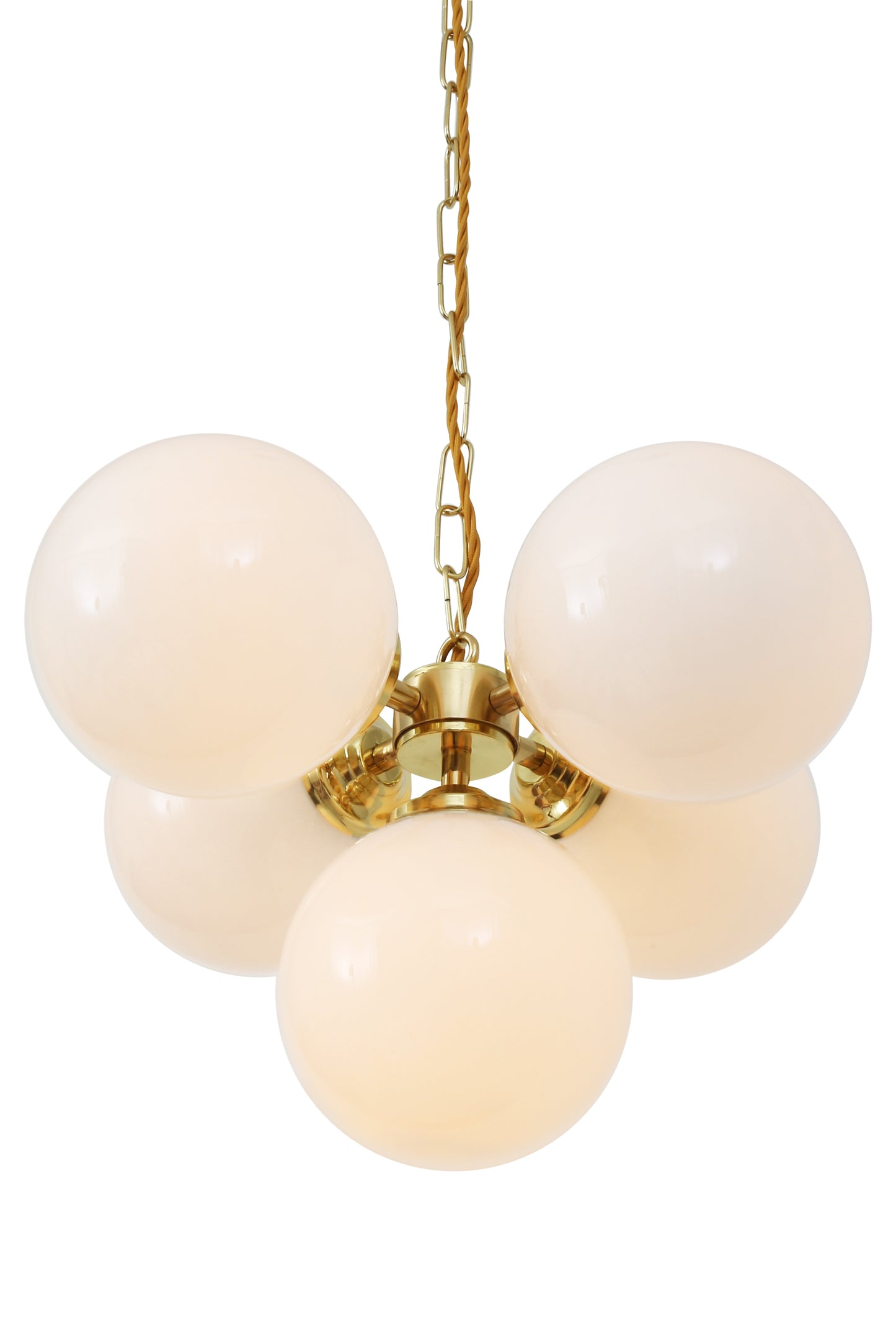 Yaounde Small Opal Globe Chandelier, Five Light