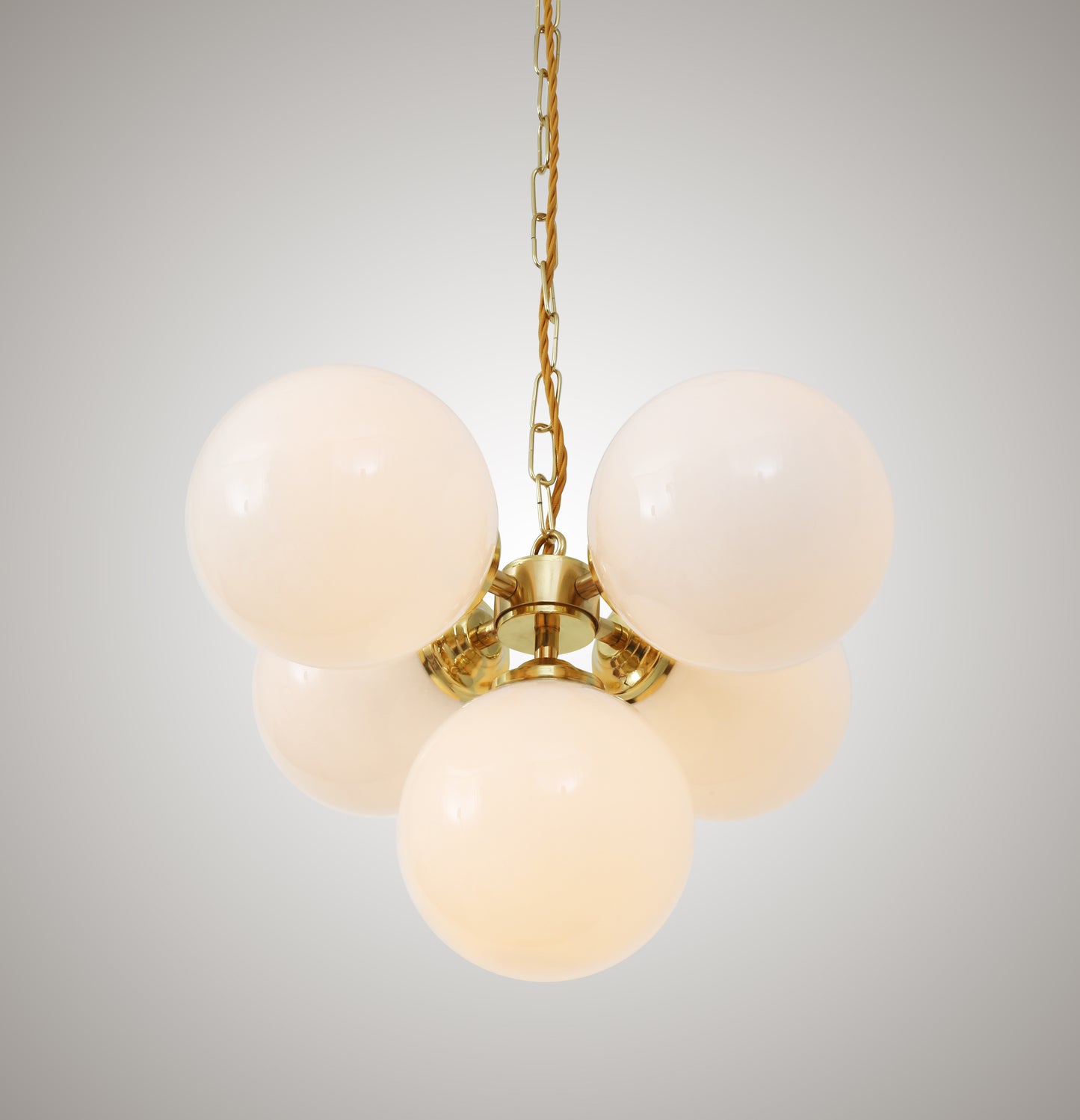 Yaounde Small Opal Globe Chandelier, Five Light