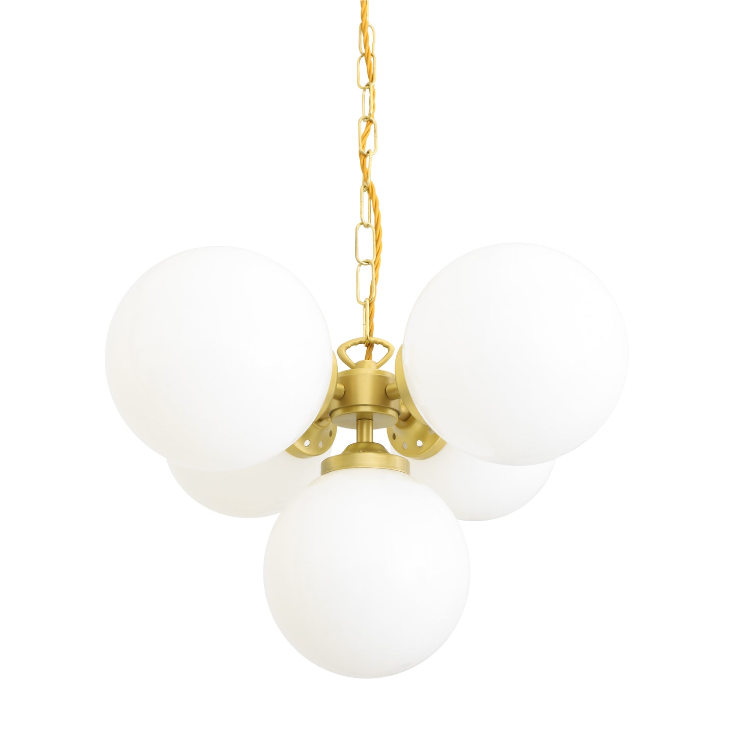 Yaounde Small Opal Globe Chandelier, Five Light