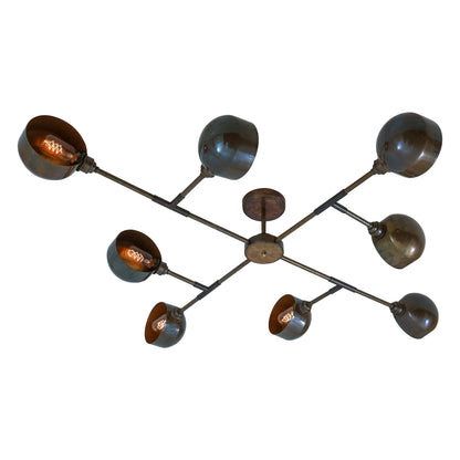 Santa Anita Industrial Flush Chandelier, Eight-Arm