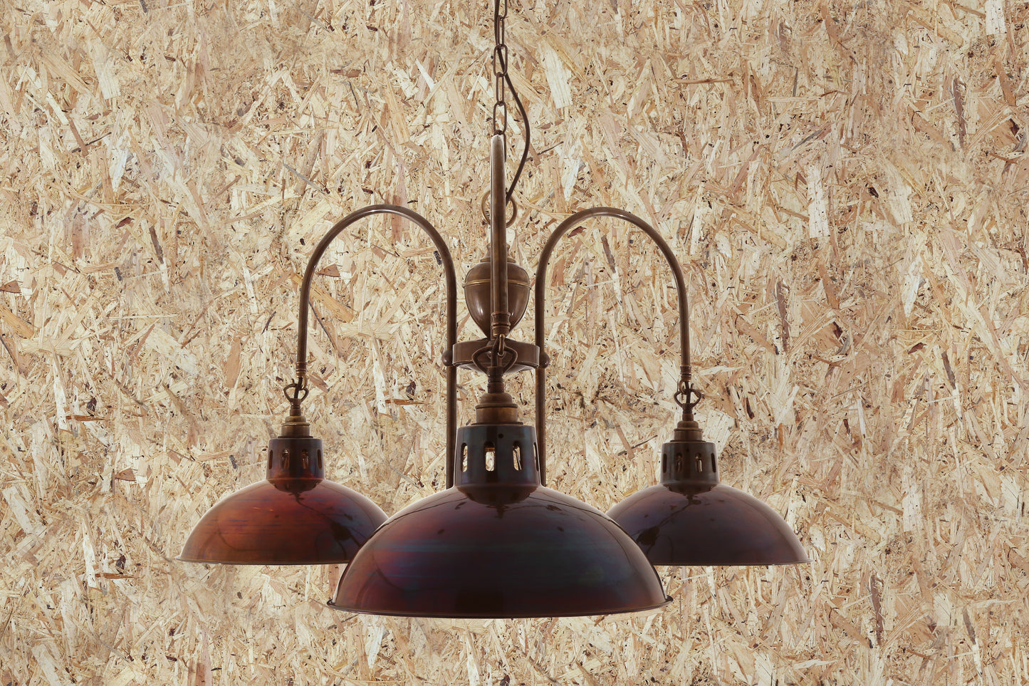 Goiania Industrial Brass Chandelier, Three-Arm