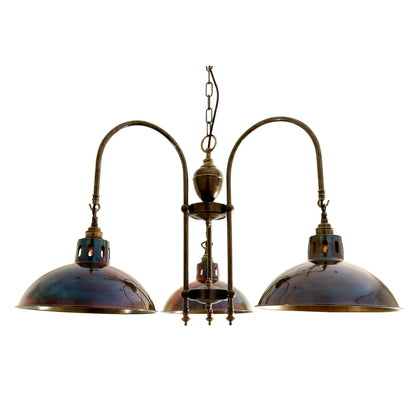 Goiania Industrial Brass Chandelier, Three-Arm