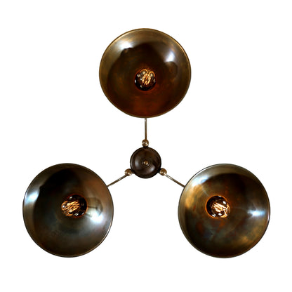 Goiania Industrial Brass Chandelier, Three-Arm