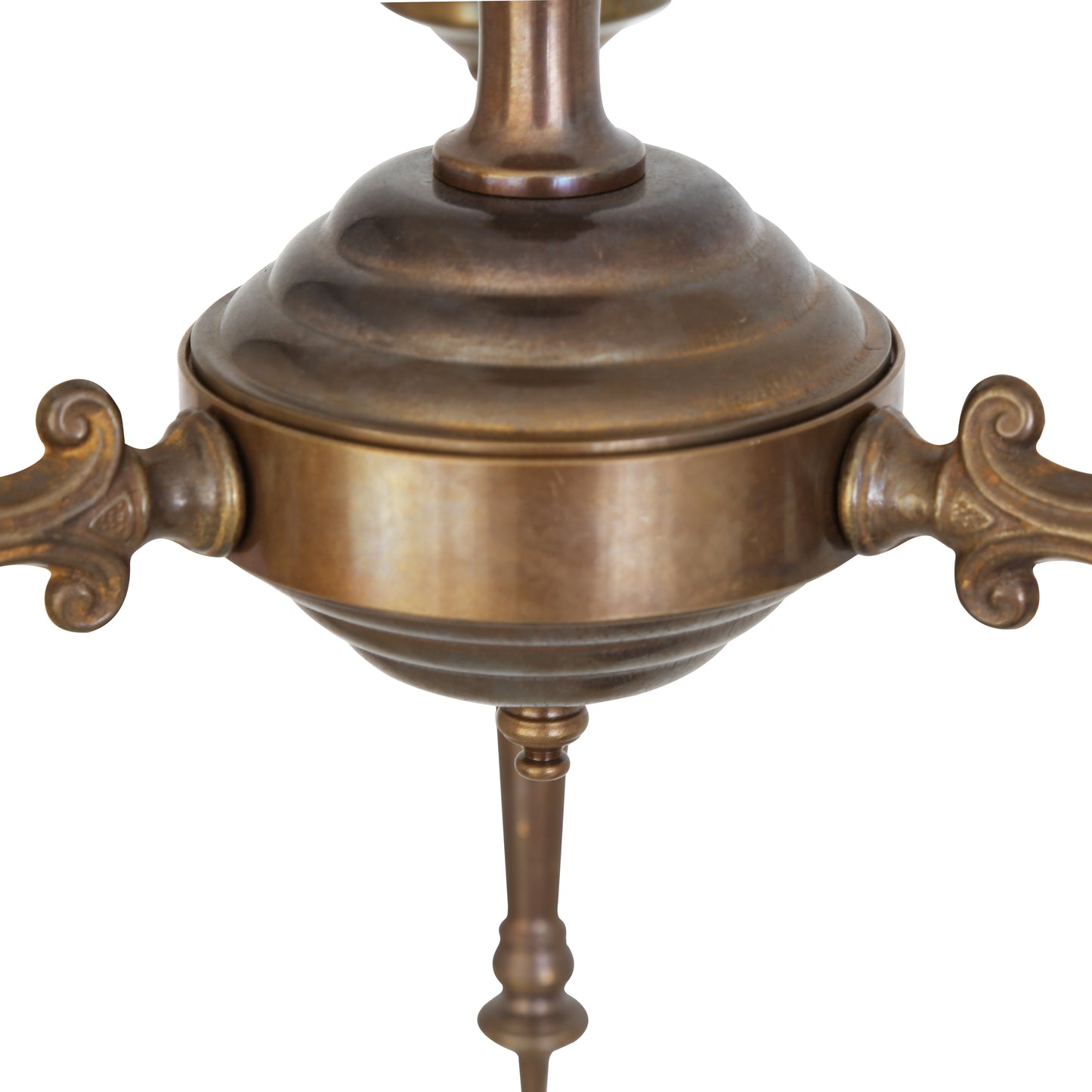 Allen Traditional Brass / Glass Chandelier, Three-Arm