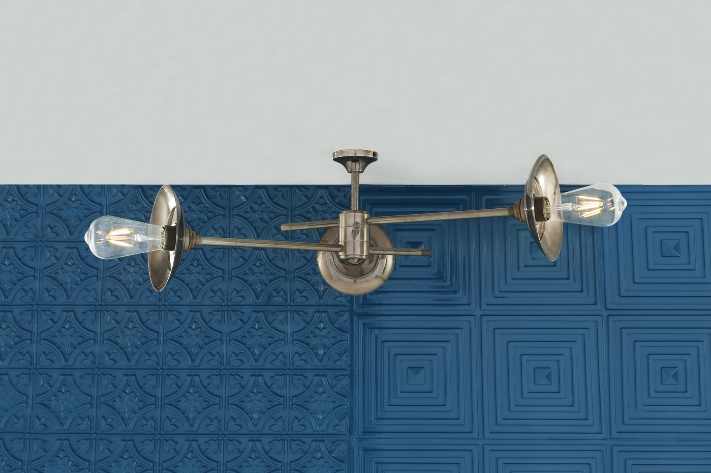 Reznor Industrial Flush Chandelier, Three-Arm