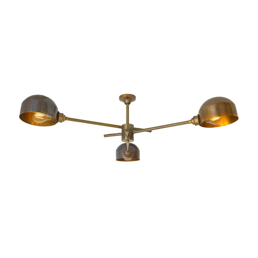 San Jose Vintage Flush Chandelier, Three-Arm