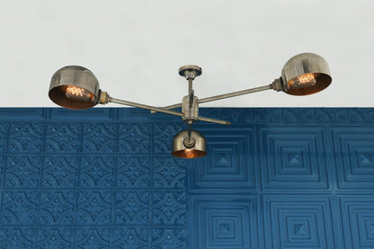 San Jose Vintage Flush Chandelier, Three-Arm