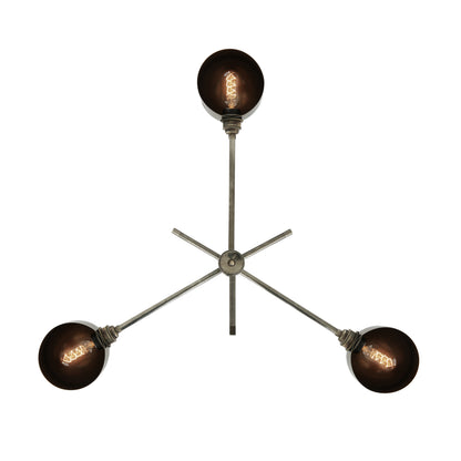 San Jose Vintage Flush Chandelier, Three-Arm