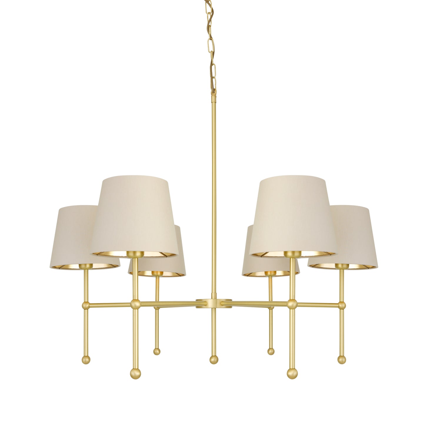 California Modern Brass Six-Arm Chandelier