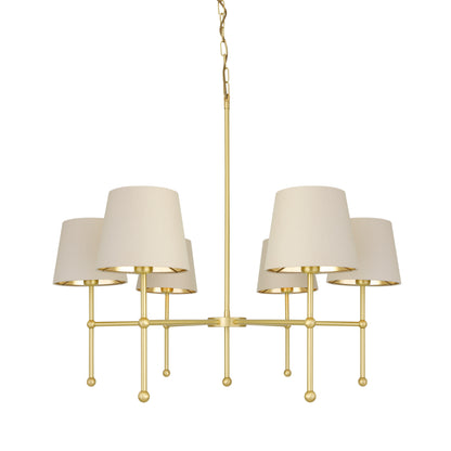 California Modern Brass Six-Arm Chandelier