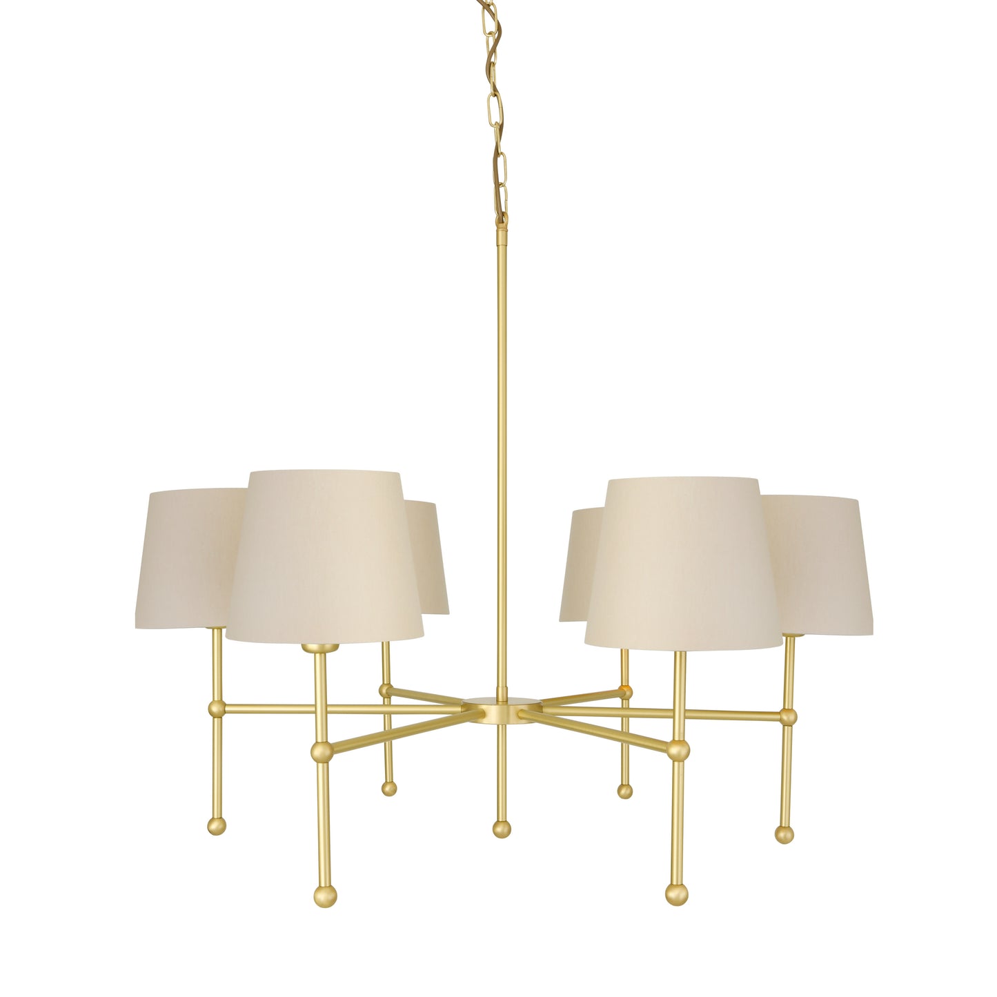 California Modern Brass Six-Arm Chandelier