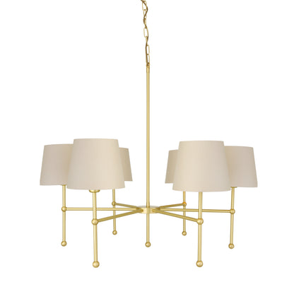 California Modern Brass Six-Arm Chandelier