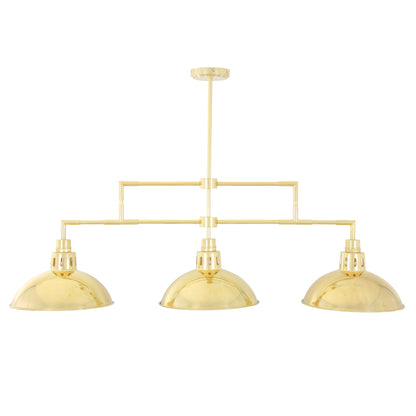 Georgia Vintage Brass Bar Pendant, Three Light