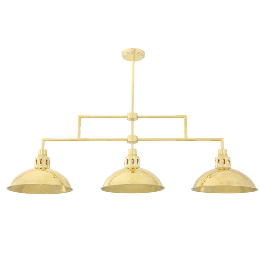 Georgia Vintage Brass Bar Pendant, Three Light