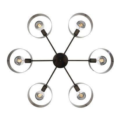 Fossa Modern Industrial Chandelier, Six-Arm