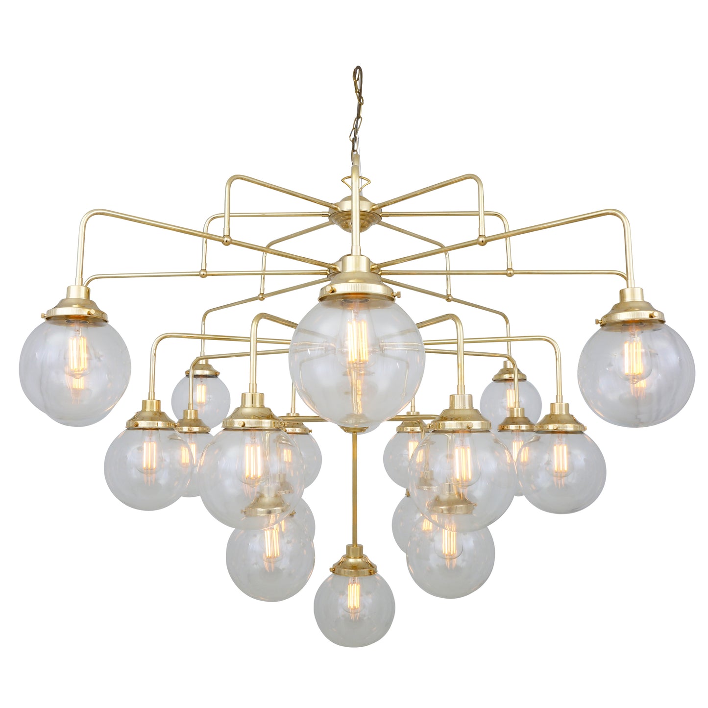 Rome Mid-Century Four-Tier Globe Chandelier, 21-Light