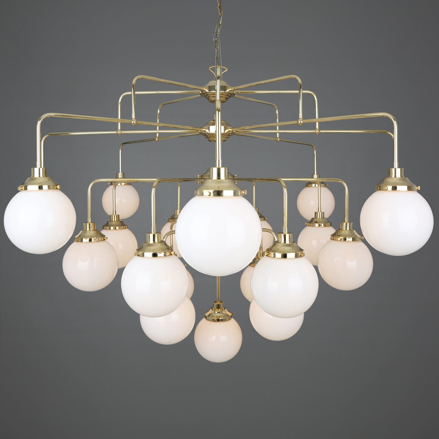 Rome Mid-Century Four-Tier Globe Chandelier, 21-Light