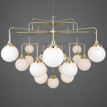 Rome Mid-Century Four-Tier Globe Chandelier, 21-Light