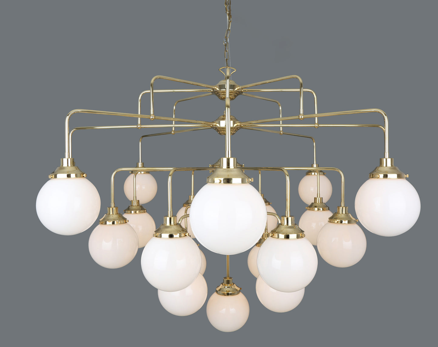 Rome Mid-Century Four-Tier Globe Chandelier, 21-Light